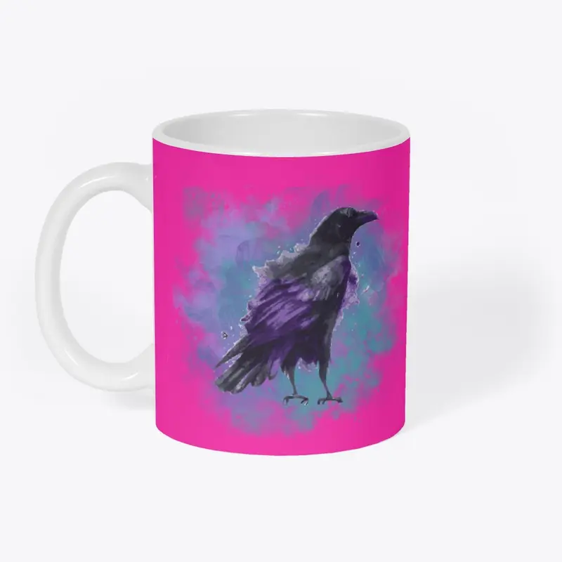 Raven With Watercolor Background