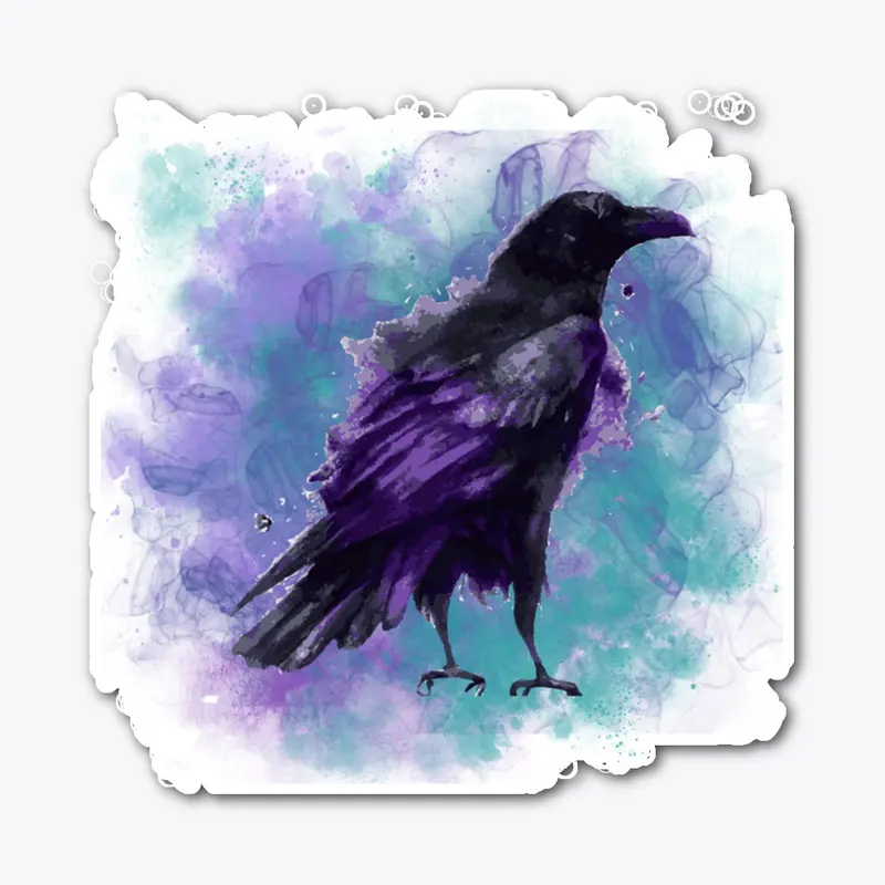 Raven With Watercolor Background