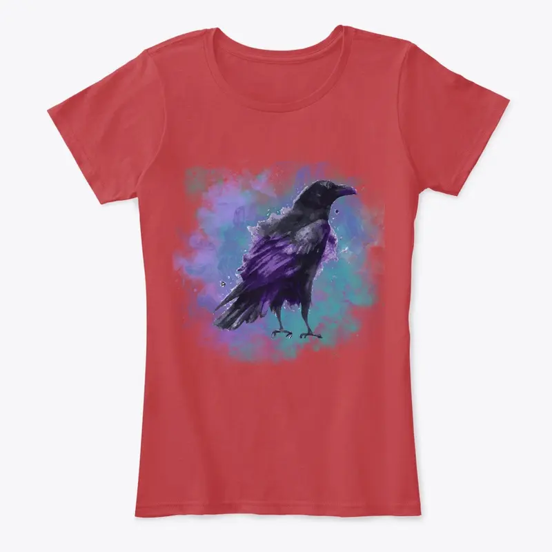 Raven With Watercolor Background