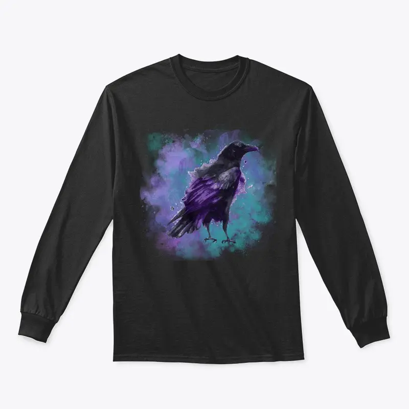 Raven With Watercolor Background