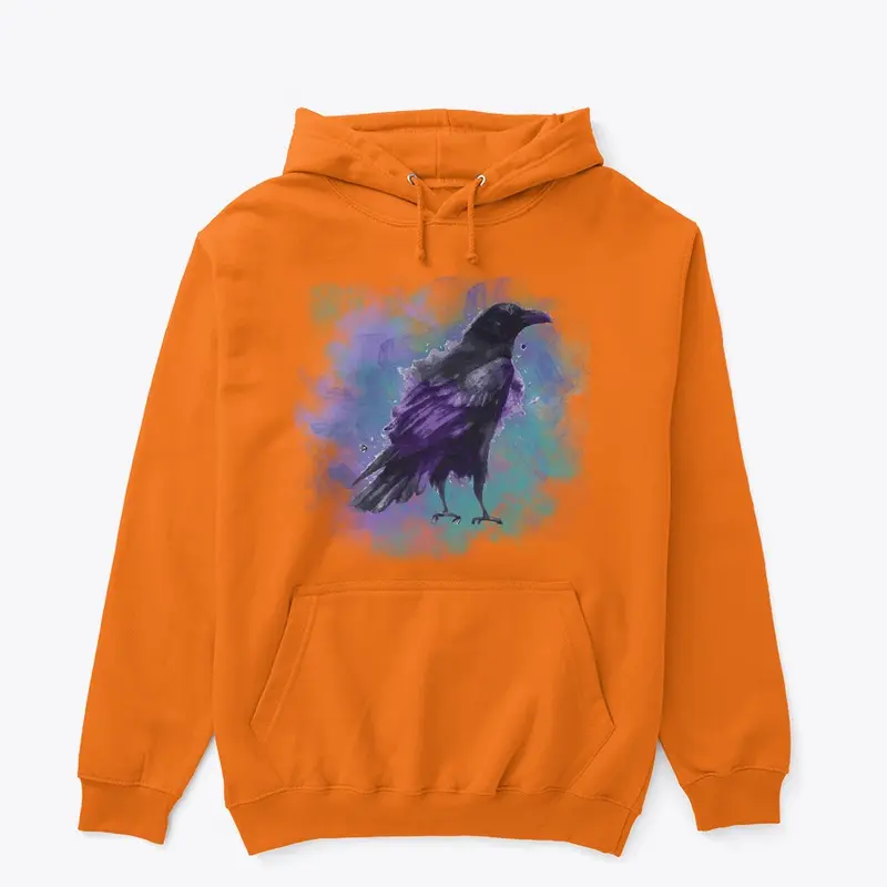 Raven With Watercolor Background