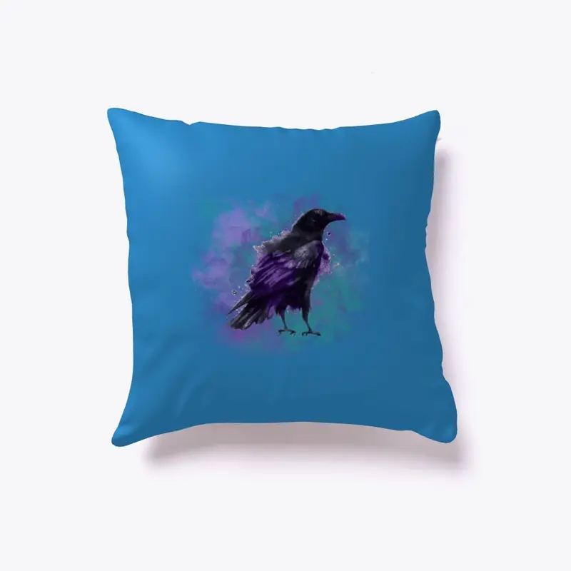 Raven With Watercolor Background