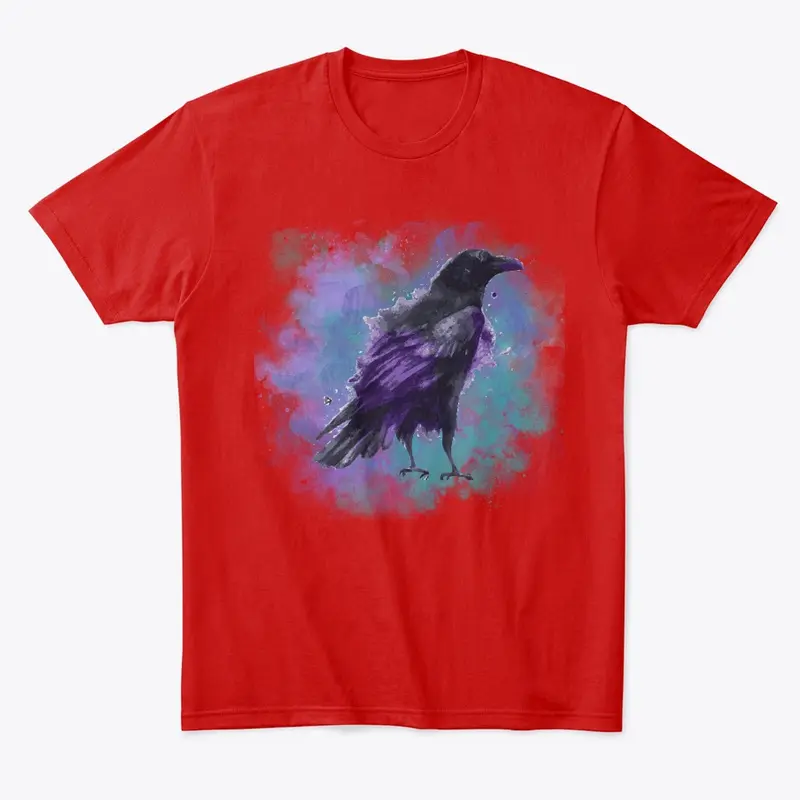 Raven With Watercolor Background