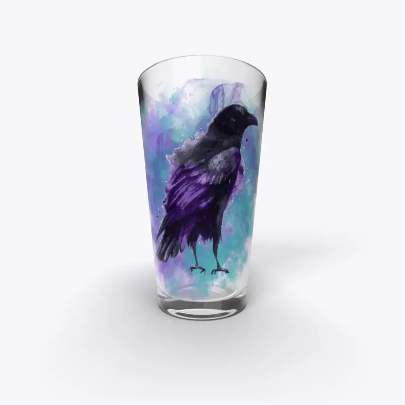 Raven With Watercolor Background